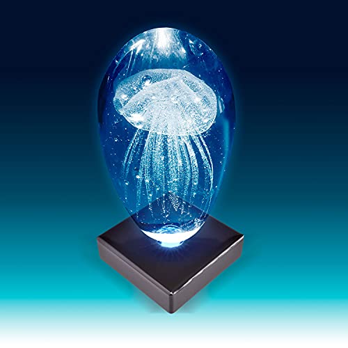 Image of 5 LED White Light Base for Glass Art - Square Black Satin Matte Wood Light Stand Base for Art Glass, Room Decor, Gemstones and Crystals - AC /USB Powered