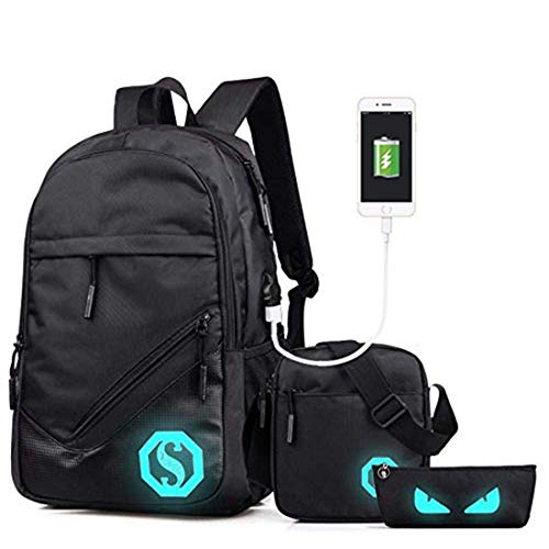 UNYU 3 Pieces School Bags, Set de Sac scolaire Garçon Noir Noir