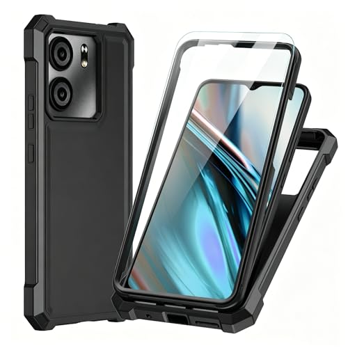 Lozeguyc for BLU View 5 B160V Case with Screen Protector Full Body Protection Front PC Back Soft Silicone Bumper Heavy Duty Protection Shockproof Phone Case for BLU F5 5G Black
