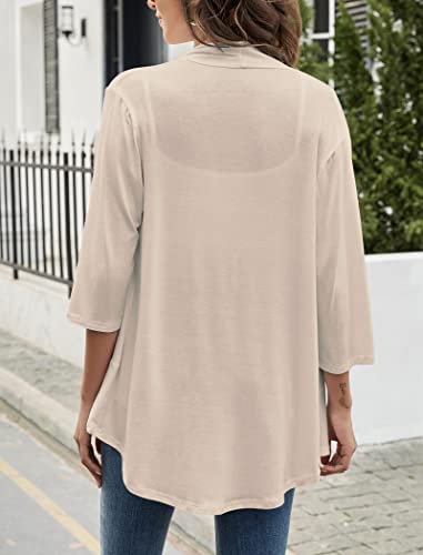 Yekaty Women's Plus Size Cardigans Beige Lightweight Summer Kimonos #TOP2