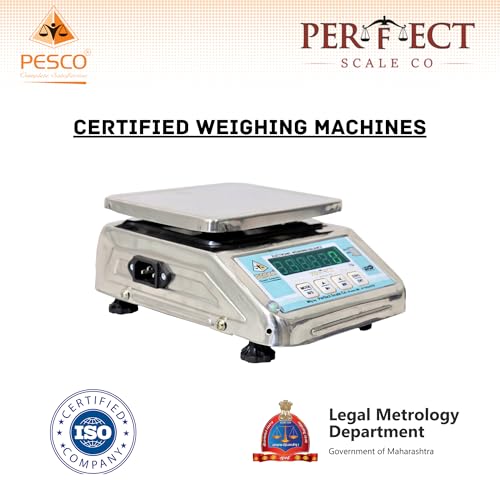 Image of Pesco micro mini 20kg stainless steel- digital weighing scale. Weight machine for vegetable and fruit shop, kitchen, grocery store, kirana store. 1 year warranty