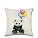 Joielavie Housse de Coussin Lin Coton Mélangé Ballon Panda Animal Carré Glissière Taie Décoration Canapé Lit Maison Sofa Café 45X45CM