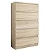 Produktbild FRAMIRE R-5 Kommode in Sonoma Eiche, Kommode mit 5 Schubladen, Schrank für Schlafzimmer, Wohnzimmer, Bad, 120 x 70 x 40 cm
