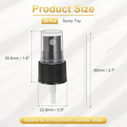 uxcell 50 Pcs Black Spray Top, 20/410 Fine Mist Sprayer Reusable Replacement Spray Bottle Pump Plastic Top for Cosmetic Perfume and Body Sprays Bottle2