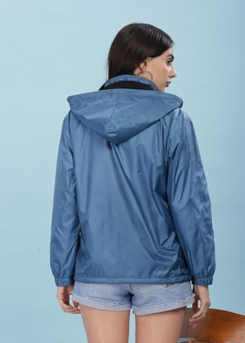Image of Dollar Women's Polyester Solid Windcheater Jacket With Zipper Pockets and Detachable Hood