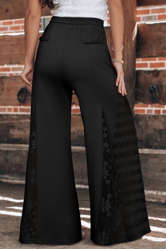 Apvirdy Boho Pants for Women Lace Patchwork Wide Leg High Waist Summer Loose Casual Pants 20252