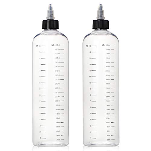 Segbeauty Botellas tinte para el cabello, Botella de Plástico 2pcs 500 ml Color de pelo con una relación de escala graduada de medición, plástico teñido vacío herramienta para el peluquero