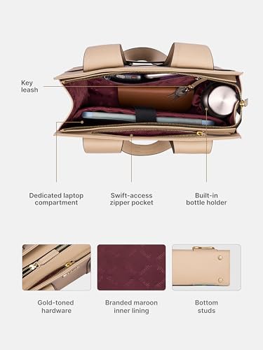 Image of ZOUK Kalki Office Bag for Women |Vegan Leather | Twin Gadget Compartments | Fits 13-Inch Laptop + iPad | Concealed Zipper Pocket