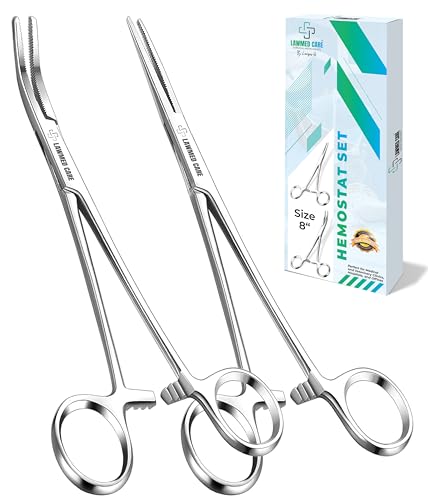 Image of Kelly Hemostat Forceps - Precision Surgical Tool for Medical and Crafting Applications (8 inch Pack of 2)