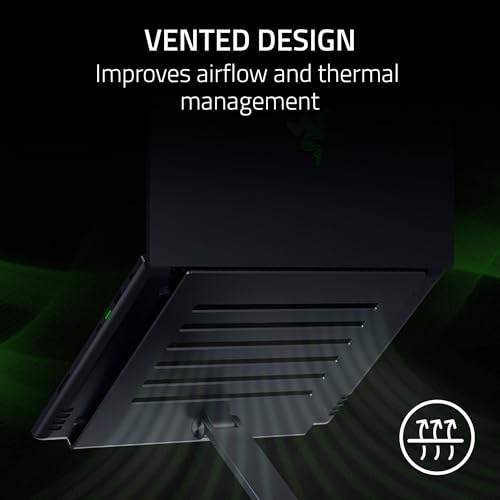 Image of Razer Adjustable Laptop Stand: Supports Phones, Tablets, Laptops, Macbooks up to 18 inch - Adjust Height and Tilt - Durable Aluminum Construction - Vented Design - Foldable for Storage & Travel - Black