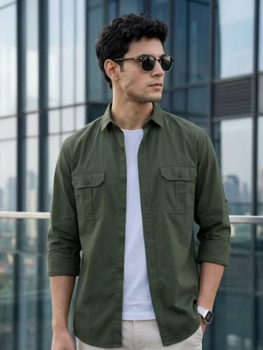 Image of Urbano Fashion Men's Cotton Full Sleeve Regular Fit Casual Solid Shirt