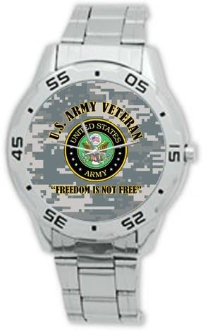 Best Gifts US Army Veteran and Freedom is not Free Watch Analogue Stainless Steel Men's Watch