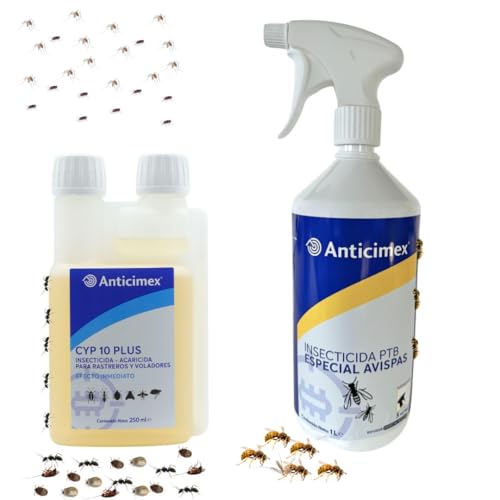 Anticimex Pack Rastreros | Insecticida Spray 1 L con Permetrina y CIPERGEN con Cipermetrina | Elimina Cucarachas, Hormigas, Arañas y Más | Interior y Exterior | Uso Profesional y Doméstico