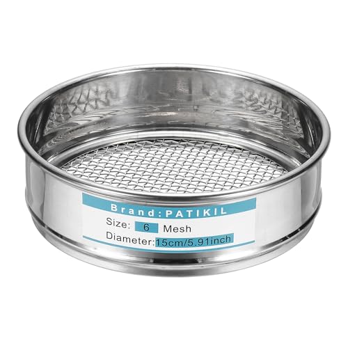 PATIKIL Lab Sieve 6 Mesh 3.2mm 5.9"/15cm Diameter Sifting Screen