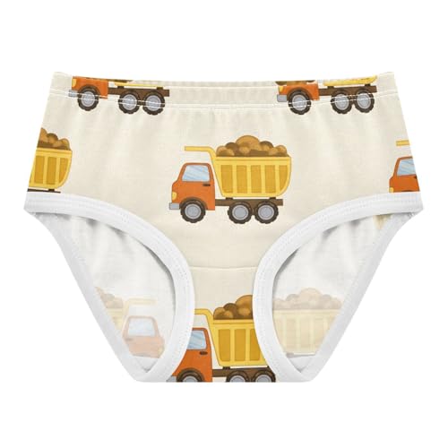Cotton Girls Underwear Toddlers Cute Cartoon Trucks Beige Panties for Girl Print Kids Briefs Undies 2t