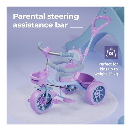 Image of Lifelong Kids Harness Parental Control Tricycle with EVA Wheels, Bell & Storage Basket|Baby Trike|Age Group 1 Years to 4 Years Carrying Capacity Upto 25 kgs(Pink /Lavender)