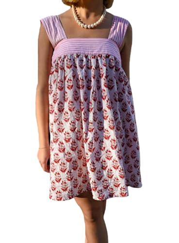 Image of Women Tie Shoulder Mini Dress Floral Ruffle Babydoll Dress Boho Square Neck Sundress Cute Summer Dresses