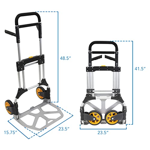 Mount-It! Hand Truck Dolly - Industrial Strength 440 Pound Weight Capacity | Heavy Duty Folding Dolly For Moving With Collapsible Wheels And Telescoping Handle #TOP4