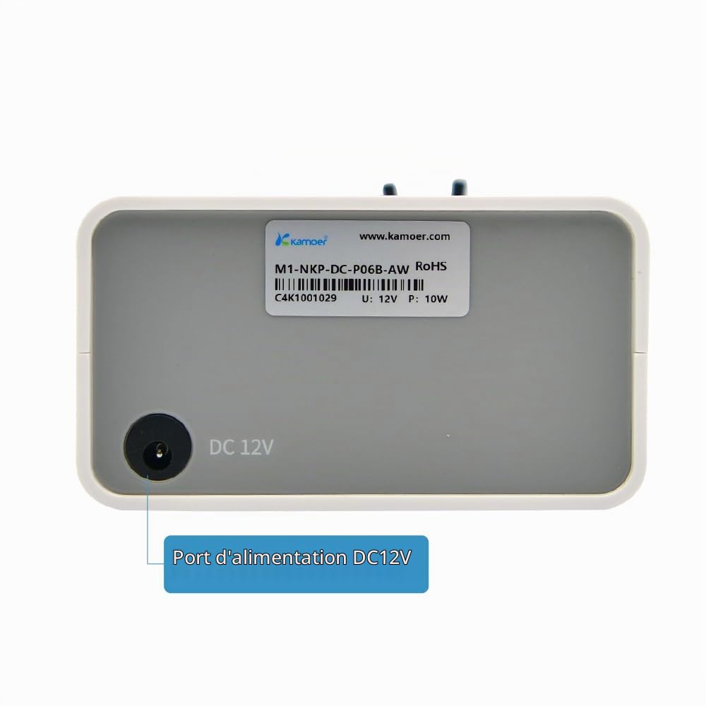 Kamoer M1-NKP Petite pompe péristaltique 12 V à faible débit 5-30 ml/min | Pompe doseuse de liquide à vitesse réglable Tube Perx longue durée de vie pour laboratoire Usine Maison