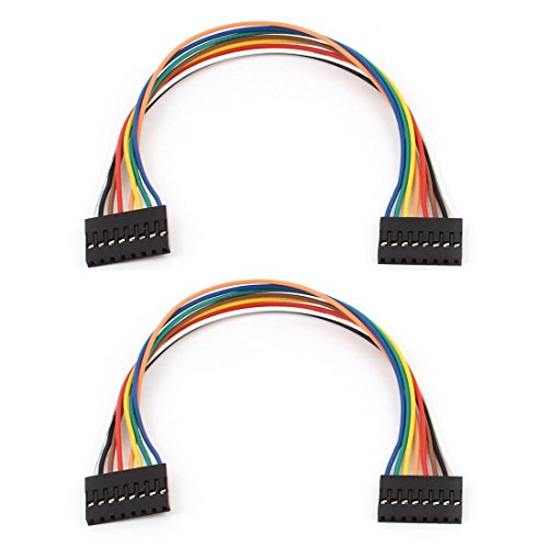 uxcell 2pcs 2.54mm Pitch 8 Pin Hembra a Hembra Jumper 20cm miniatura 1