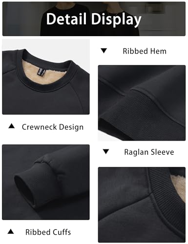 MAGCOMSEN Men's Sweatshirts Sherpa Lined, Heavyweight Fleece Pullover, Warm Crewneck Winter Sweatshirt3