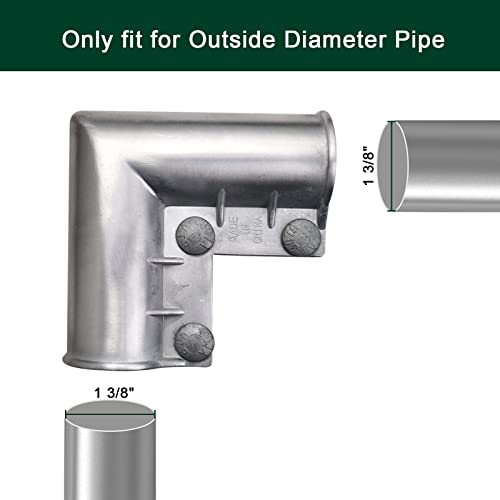 Quantfire Aluminum Chain Link Fence Gate Corner, Gate Elbow For 1-3/8" X 1-3/8" Outdoor Diameter Pipe, Pressed Gate Corner Include Bolts, 4 Packs #TOP1