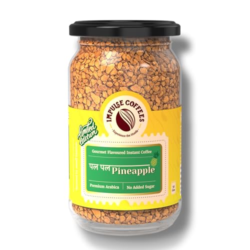Impulse Coffees Pal Pal Pineapple Instant Coffee Powder|Fruity,Sweet Aroma Flavoured Coffee|Dark Roasted Arabica Coffee Powder|Tropical & Fruity Instant Coffee Premix|Ideal Hot & Cold Coffee Mix|50 Gm