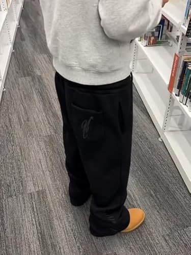 heyheyshine Double Waisted Sweatpants for Men Women Y2K Wide Leg Baggy Pants Drawstring Waist Pants Jogge Sweatpants2