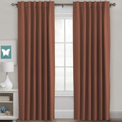 Image of H.VERSAILTEX Blackout Curtains Thermal Insulated Window Treatment Panels Room Darkening Blackout Drapes for Living Room Back Tab /Rod Pocket Bedroom Draperies (2 Panels, Washed Spice, 52 x 96 Inch)
