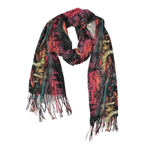 ALAZA Mushrooms and Night Sky Women’s Scarf Soft Warm Long Scarves Shawl Wrap for Winter Autumn Home Office Travel