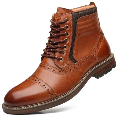 Arkbird Mens Chelsea Boots, Stylish and Comfort Leather Chukka Ankle Boots with Zipper (Brown 9)
