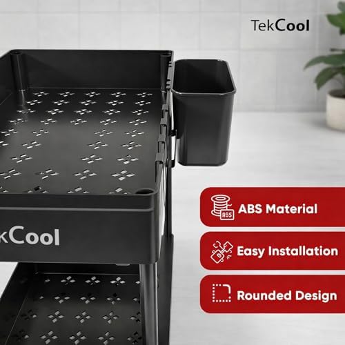 Image of TEKCOOL 2 Tier Under Sink Storage Organizer for Kitchen & Bathroom /Pullout Cabinet Organizer for Kitchen Cabinets /Under Sink Organizer /Bathroom Cabinet Storage(Pack of 1, Black).