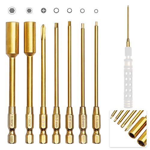 Allinrc 1.5 2.0 2.5 3.0Mm Hex Bit Set Allen Wrench Drill Bits Hex Nut Driver 7Mm, 8Mm & Phillips Screwdriver Bit Compatible With Power Drills Impact Driver Electric Screwgun Rc Hobby Tools Kit(7-Pack) #TOP20