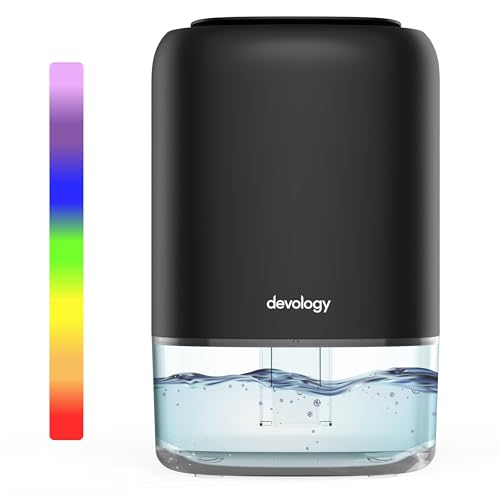 Devology Mini Deshumidificador Portátil Compacto 1100ml - Eléctrico y Energéticamente Eficiente - Eliminador de Moho, Humedad y Condensación - Super Silencioso