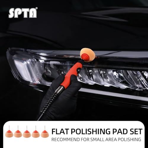 Image of SPTA Orange Heavy Cut Drum Pad with 1 /8 inch Shank, 5Pcs Orange Flexible Shaft Drum Mini Polishing Pad Set,Car Detailing Pads for Small Area for Flexible Shaft & Drill Attachment -PT111-5