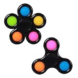 Fidget Spinner Pop Toy, 2Pcs Simple Dimple Fidget Spinner Stress Relief and Anti-Anxiety Tools for Kids and Adults, Sensory Irritability Toy for Autism with Special Needs to Relieve Stress. (Black)