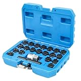 BHB 22PCS Wheel Locking Key Removal Tool Kit, Wheel Anti-Theft Lock Lug Nut Screw Remover Set with 1/2 Inch Driver Scoket Adaptor and Punch Compatible with VW VAG Volkswagen
