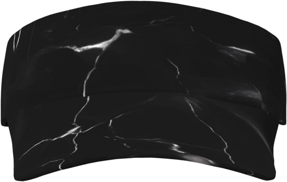 Black Marble Print Sports Sun Visor Hats,Adjustable Sun Caps for Men Women Adults Lightweight