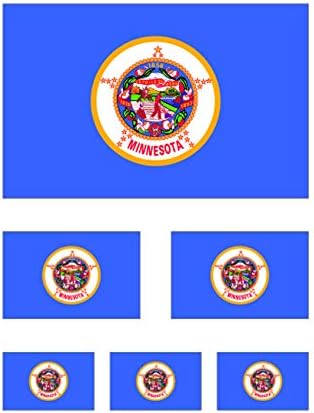 6 Piece Assorted Size Minnesota State Flag Sticker Set Decal Self Adhesive MN Flags