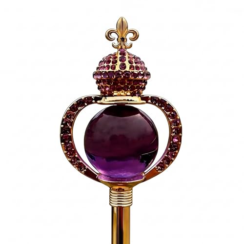 Queen Scepter Encrusted Ruby Princess Wand for Wedding Pageant (Purple)