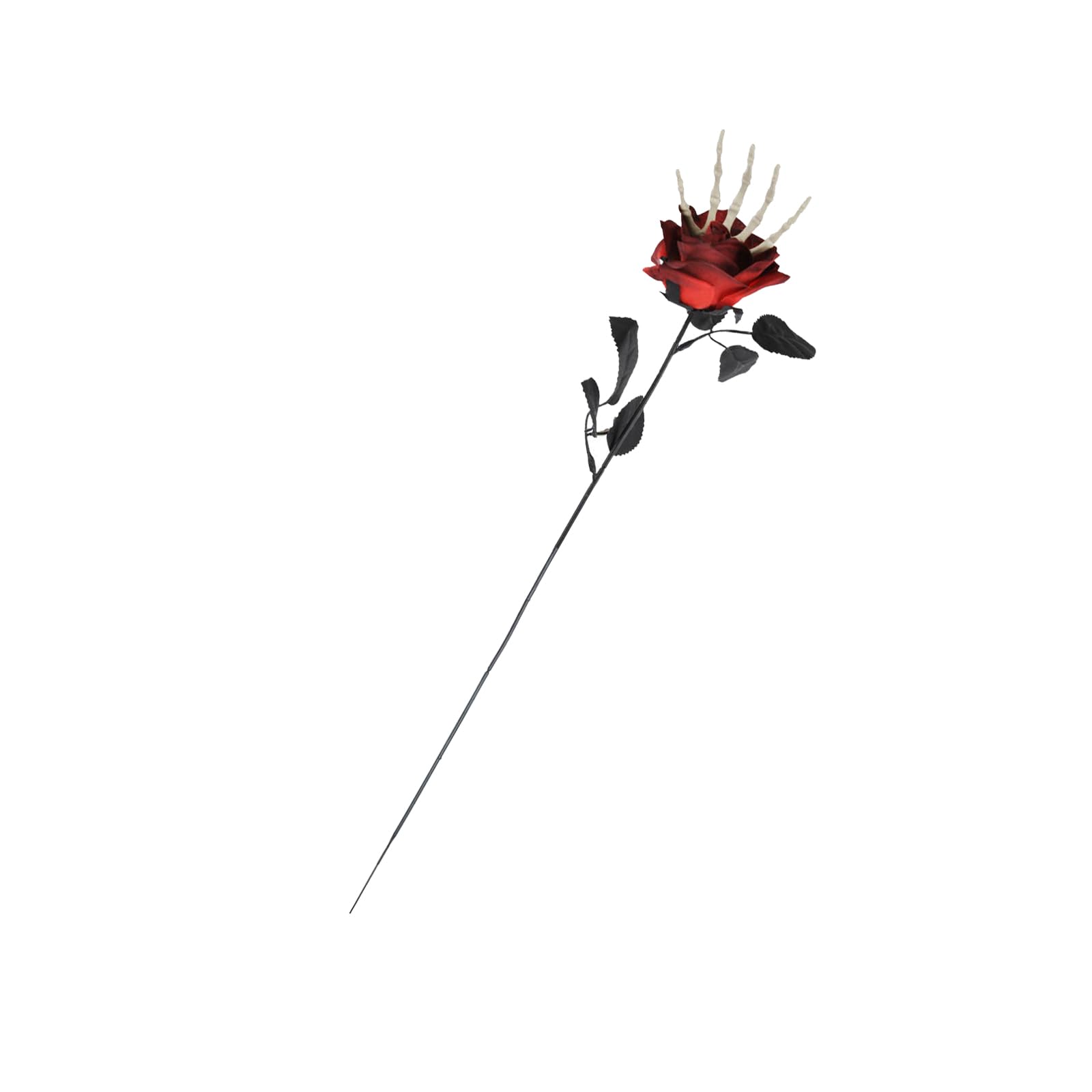 Sisyeuo 2 Flexible Bone Hand Artificial Rose Stalk Halloween Centerpiece Silk Flower Arrangement for Themed Home Halloween Centerpieces