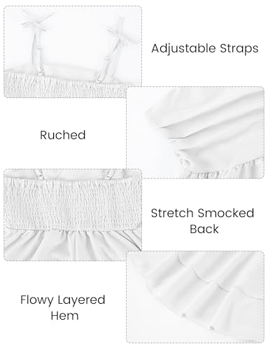 Happy Cherry Girls Dresses Summer Cute Clothes for Teens Casual Spaghetti Strap Swing Smocked A Line Beach Sundress 8-12Y4