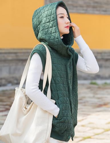 NFYM Women Quilted Hoodie Vest Soft Lightweight Button Up Padded Gilet Winter Outwear3