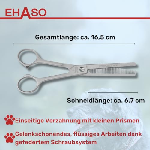 EHASO einseitige Hunde-Modellierschere aus Solingen, 16,5cm, 46er Zahnung, Rostfrei