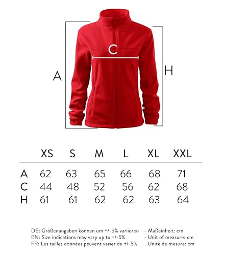 DELUNO Rot Damen Outdoor Fleecejacke - top qualität - Neu - Rot Blau Grau Weis - XS S M L XL XXL (504-L-Rot)
