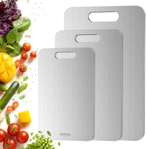 Titanium Cutting Board Set of 3, 100% Double-Sided Titanium Cutti...