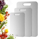 Titanium Cutting Board Set of 3, Titanium Cutting Boards for Kitchen, 100% Double-Sided Titanium Cutting Boards, Separate Raw and Cooked Food Areas, Non-Toxic, Dishwasher Safe (S+ M + L)