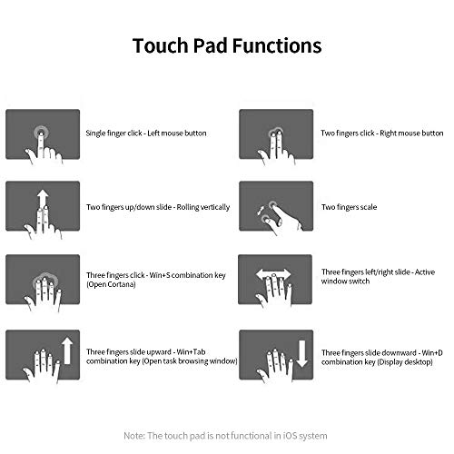 Btuty Teclado BT sem fio Teclado dobrável Teclado BT ultra fino portátil com Touchpad Compatible wit