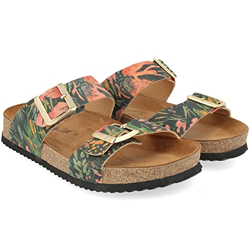 HAFLINGER Unisex Summer Genuine Leather Non-Slip Andrea Mule Sandals 819013, Black Multi, 8 Women/6 Men