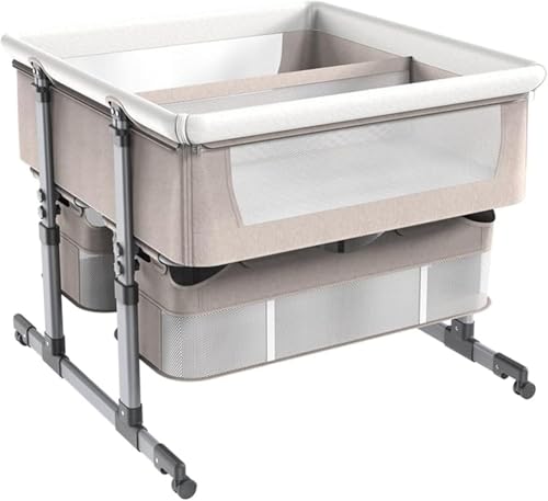 Cama para bebés Gemelos, Cuna al Lado del bebé, Cuna con Base de Almacenamiento, Cuna portátil para bebés, mesita de Noche antiemesis Ajustable en 6 Alturas T para bebés de 1 a 36 Meses